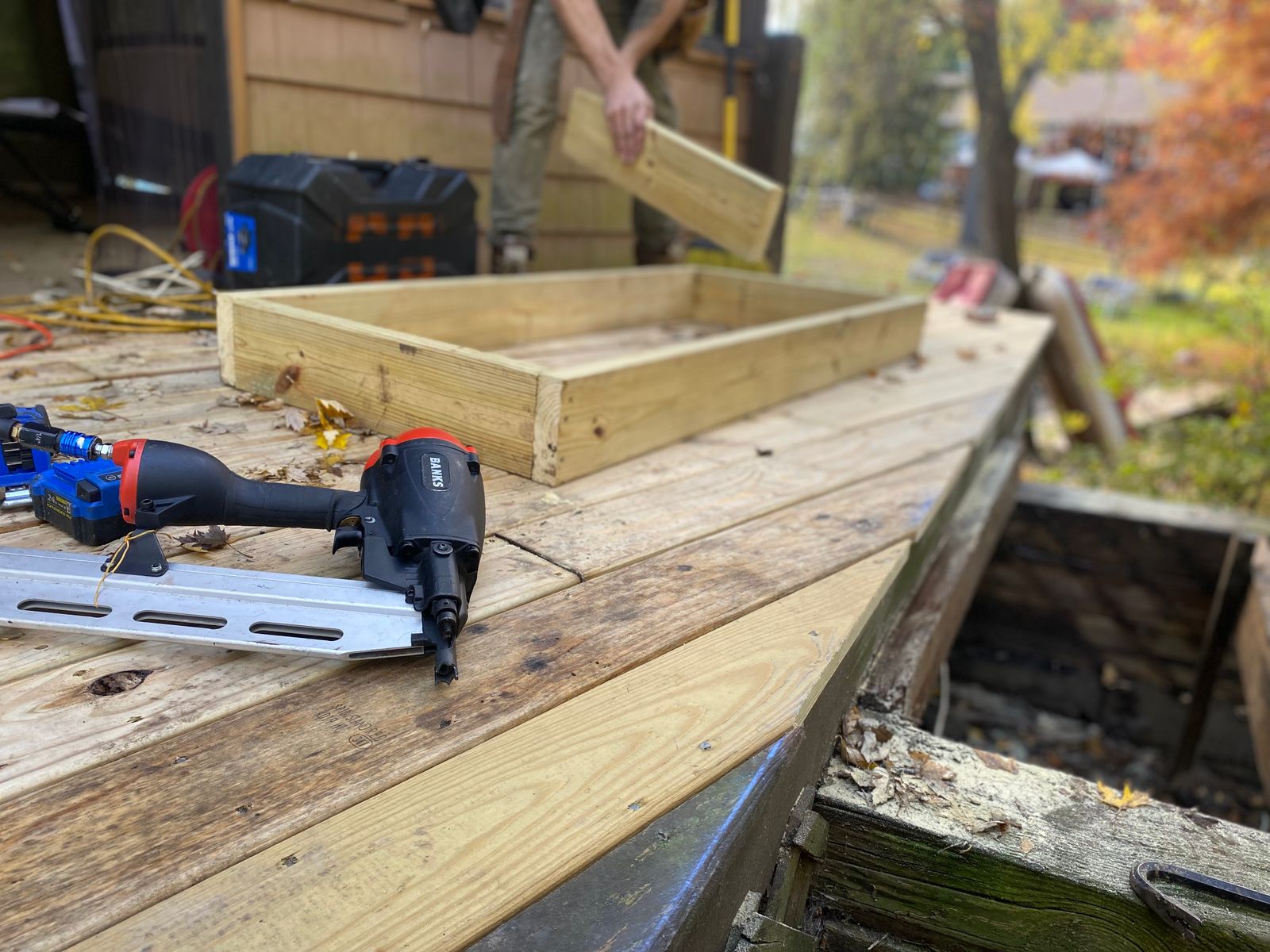 Deck framing and finish carpentry